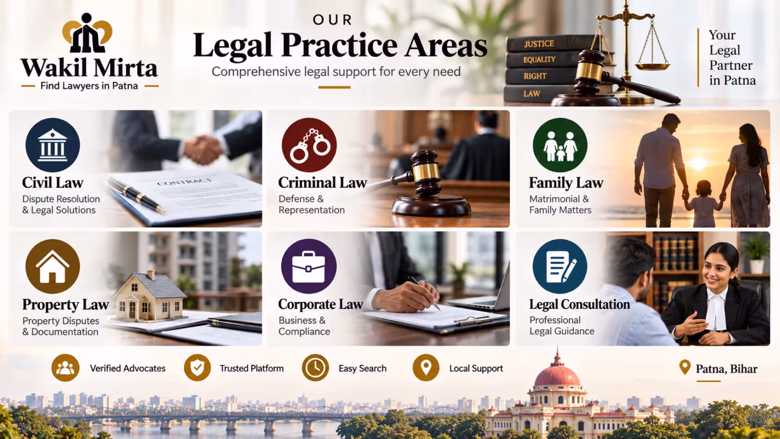 Legal practice areas and lawyers in Patna